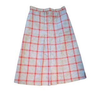 Vintage Wool Plaid Skirt | Houndstooth & Red | Academia Style